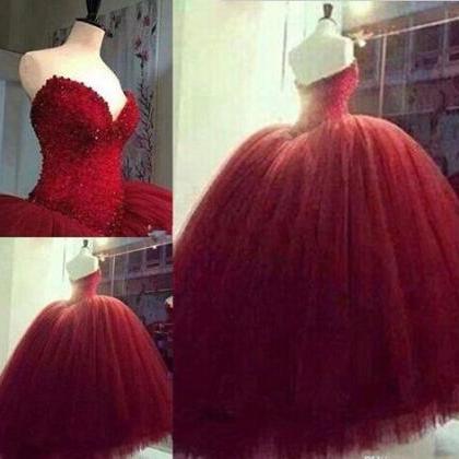 dark red quinceanera dresses