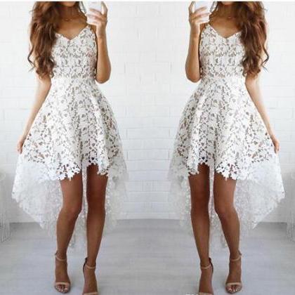White High Low Homecoming Dresses W..