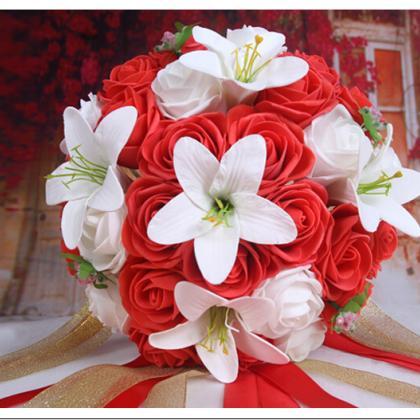 2016 Cheap Romantic White&Red Brida..