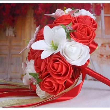 2016 Cheap Romantic White&Red Brida..