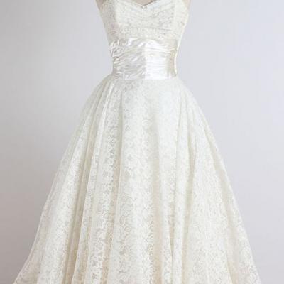 1950S Vintage Ball Gown Beach Wedding Dresses Sweetheart Lace Mini Short Brdial Gowns