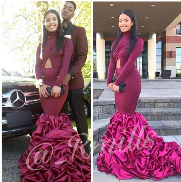 black ruffle prom dress