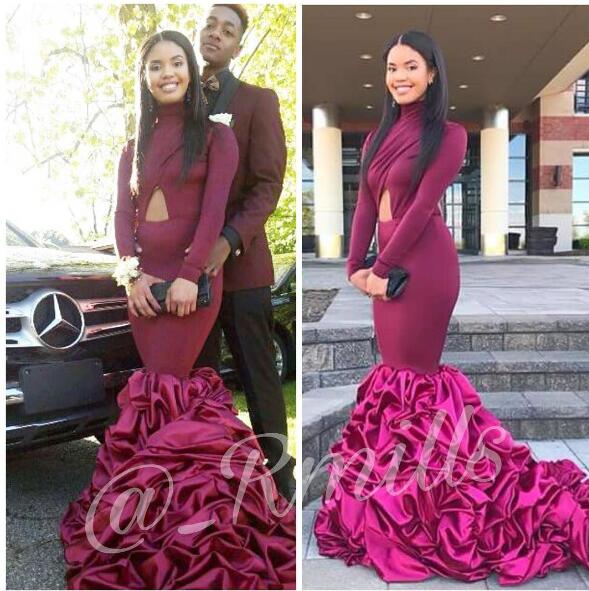 black and burgundy prom dress