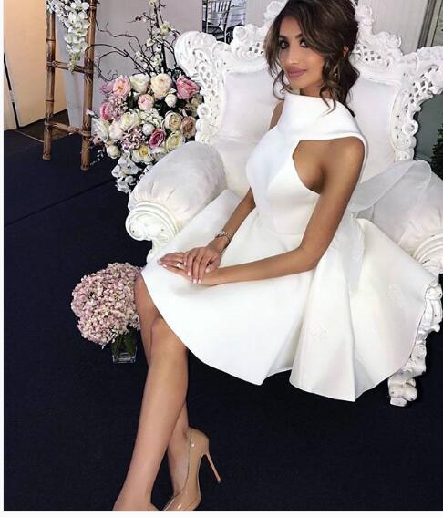 Sexy Mini Short Prom Dress White Satin Party Dress Prom Dresses Cocktail Dresses Formal Dress