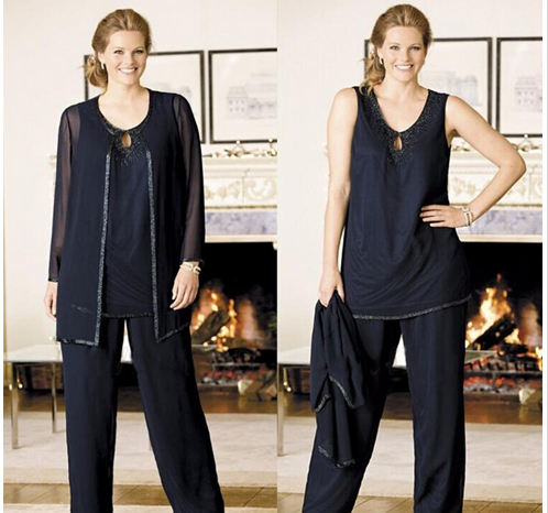 plus size navy blue pants suit