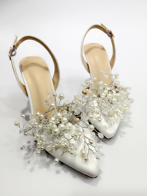 white pointed toe slingback