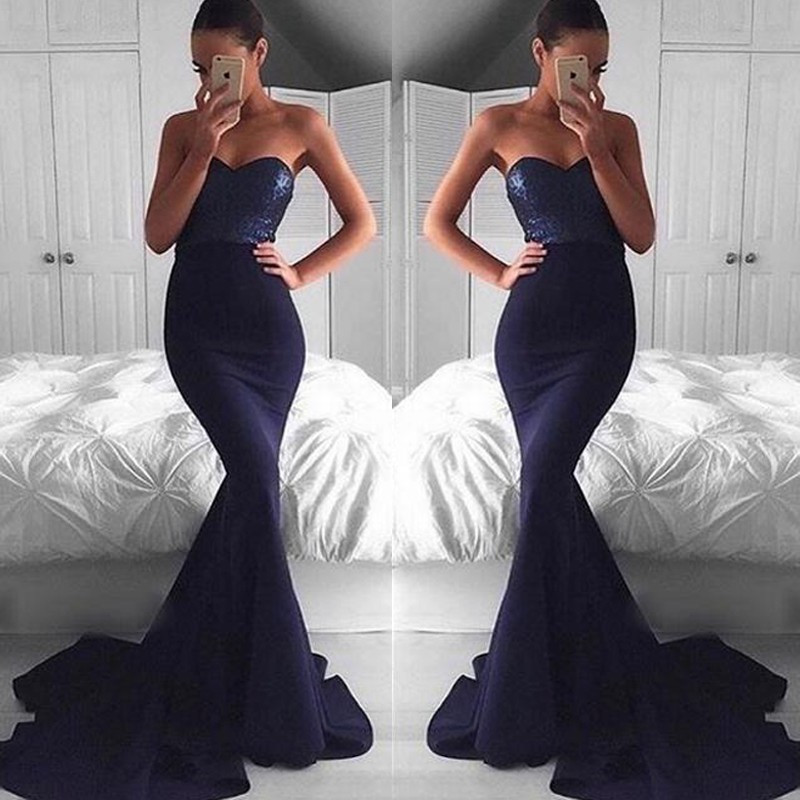 navy prom dress mermaid