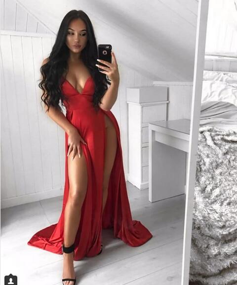 long red dress with thigh split