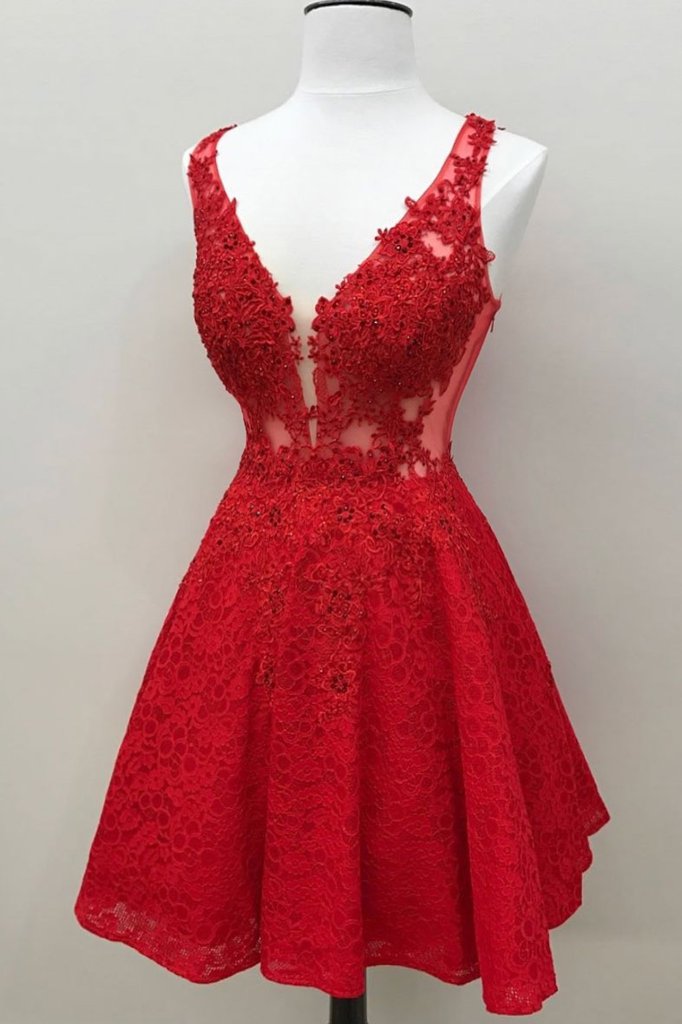 red hoco dress short