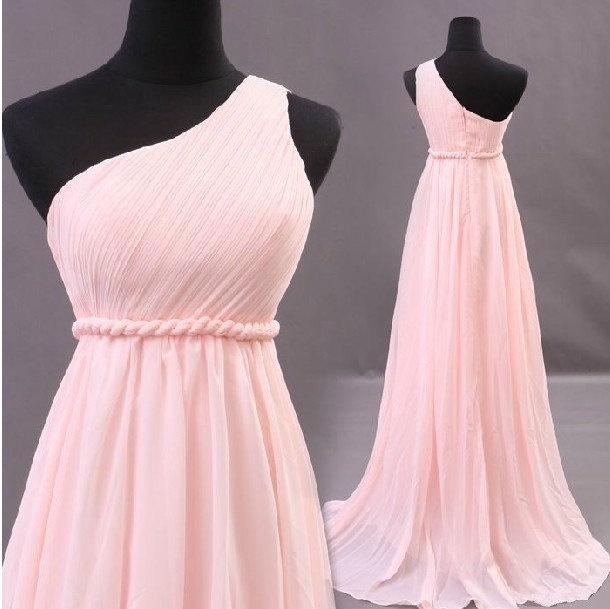light pink one shoulder dress