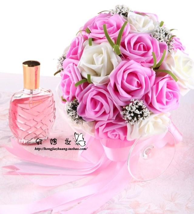 2016 Hot Sale Artificial Bride Hands Holding Red/Pink/Ivory/Purple Rose Flower Wedding Bridal/Bridesmaid Bouquet buque de noiva