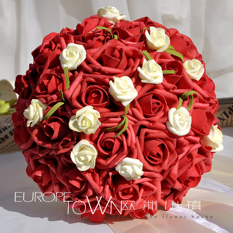 2016 Cheap Romantic High Quality Dark Red Colorful Bridal Bridesmaid Flowers Handmade Artificial Rose Wedding/Bridesmaid Bouquets Bridal Accessory