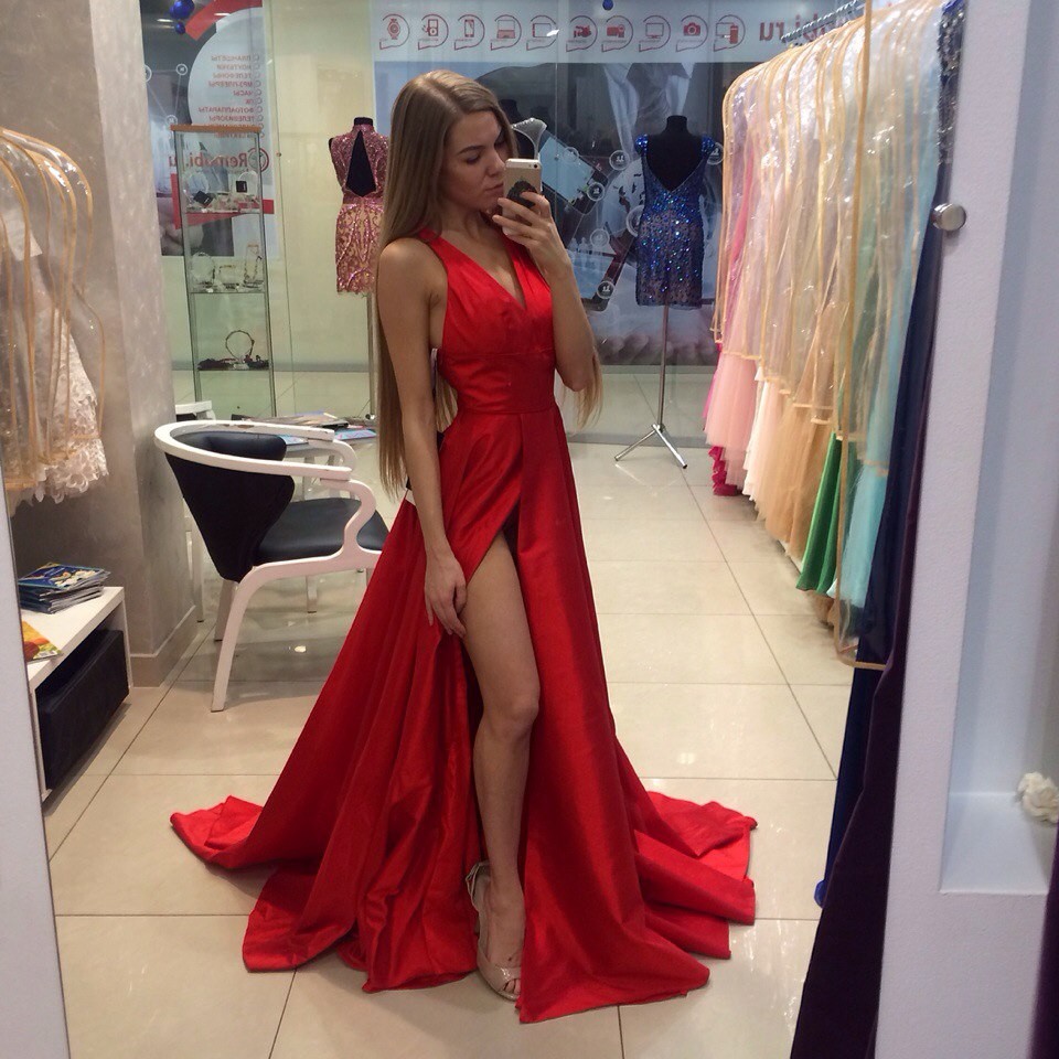 red aline prom dress