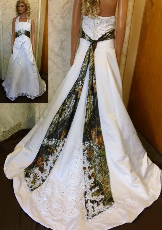 Cheap Camo Wedding Dresses Halter Lace Up Vestido De Noiva Custom