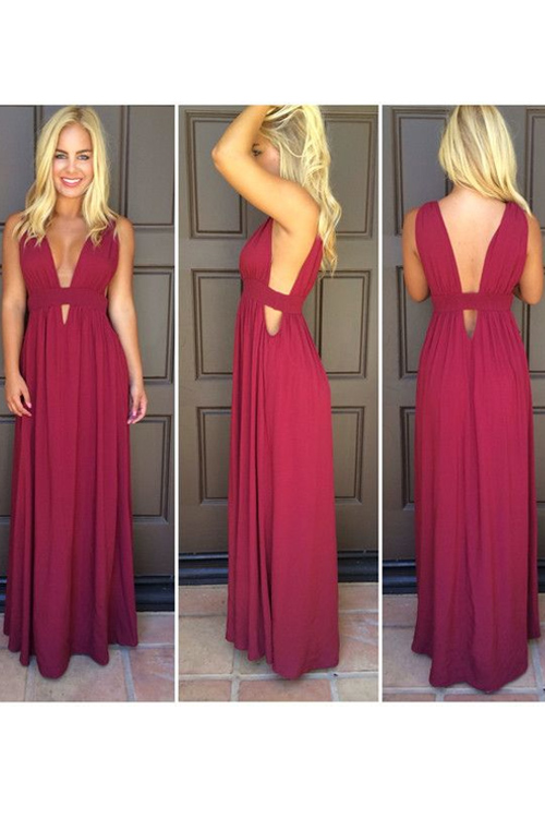 deep v chiffon dress