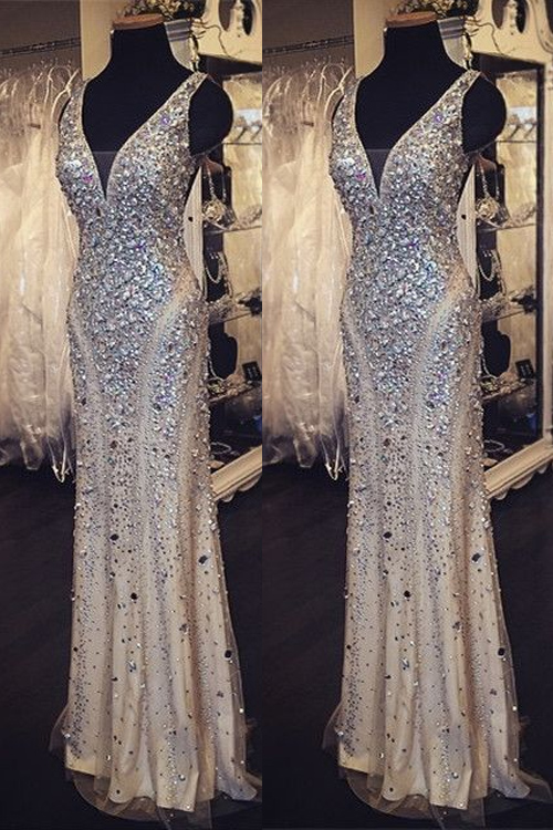 Prom Dress with Rhinestones