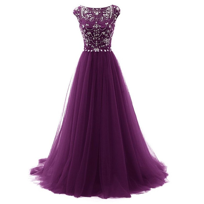 Dark Purple Evening Dress,tulle Prom Dress,long Prom Dress,Charming