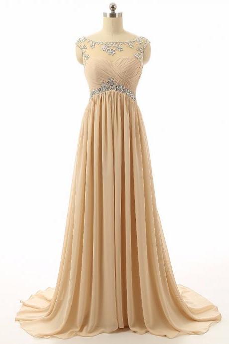 Vintage Champagne Evening Dresses 2018 Robe De Soiree Sheer Cap Sleeve Formal Prom Dress Long Women Party Gowns