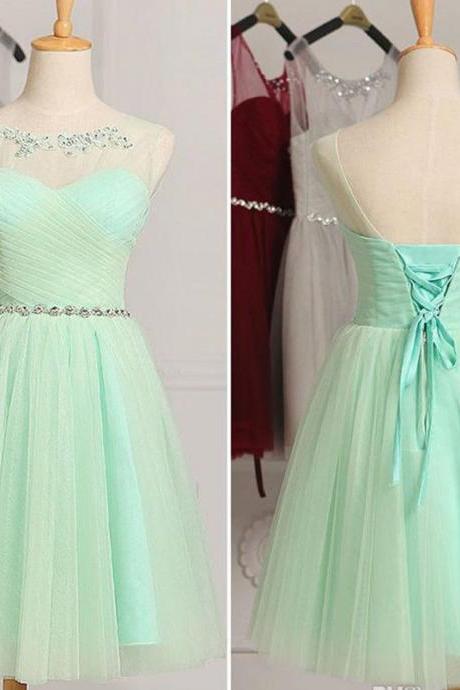 Light Green Homecoming Dress with Beads Rhinestones Mini Short Prom Dress Party Dress