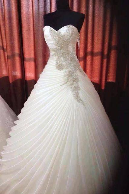 Luxury Bling Sparkle Wedding Dress Crystals Beads Tulle Long Wedding Dresses Bridal Gown Wedding Gown