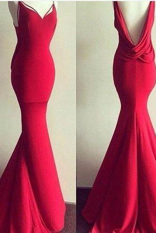Red Long Prom Dress, 2018 Mermaid Long Prom Dress, Formal Evening Dress