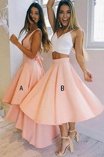 Cute A Line Prom Dress,Pink V Neck Party Dress,Evening Dresses