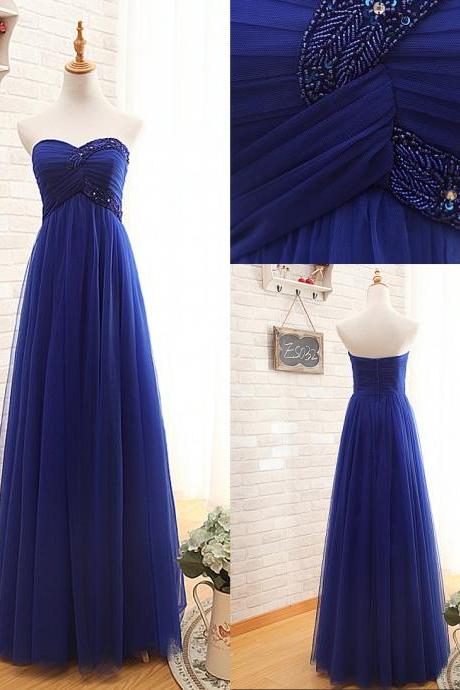 Royal Blue Tulle Graduation Dress,A-line Royal Blue Prom Dress,Blue Tulle Party Dress