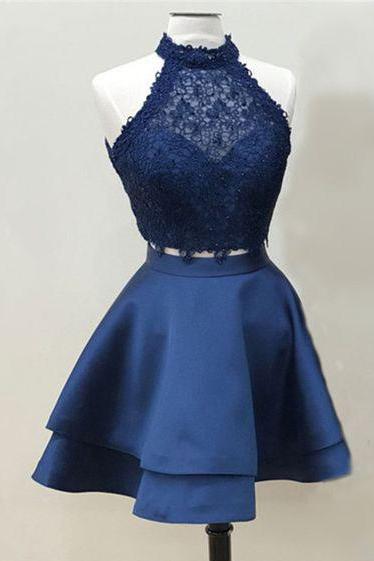 dark blue short prom dresses