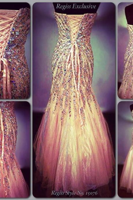 2016 Luxury Bling Sparkle Real Image Prom Dresses Mermaid Sweetheart Beads Crystals Lace Up Evening Party Gowns Vestidos