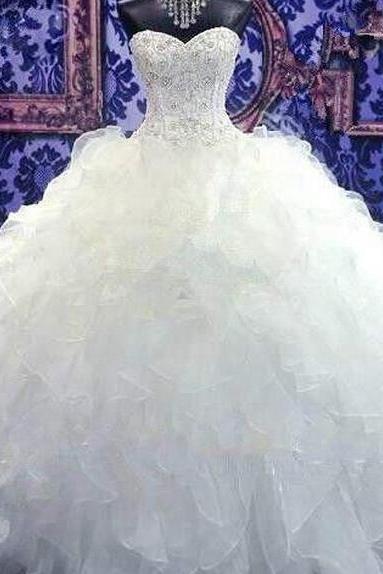 2016 Real Image Wedding Dresses Vestidos de Novia Luxury Sparkle Bling White Mermaid Sweetheart Beads Lace Up Organza Wedding Dress Bridal Gowns