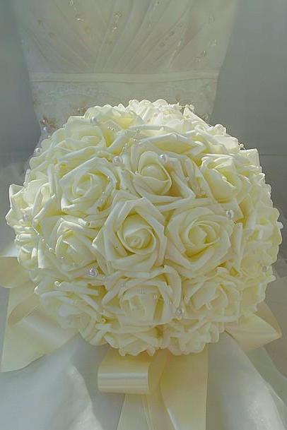 2016 Cheap Wedding Bouquet Bridal Bridesmaid Flower Blue/Purple/Pink/Ivory Artificial Flower Rose Bride Bouquets buque de noiva