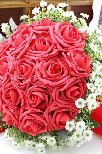 2016 New Cheap Wedding Bouquet Bridal Bridesmaid White/Pink/Red/Blue/Purple Artificial Flower Rose Bride Bouquets buque de noiva
