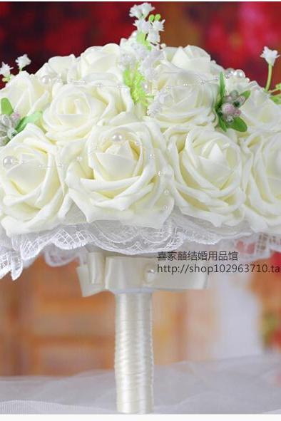 2016 Arrival Romantic Ivory Bridal Bridesmaid Handmade Artificial Rose Wedding/bridesmaid Bouquets Accessory