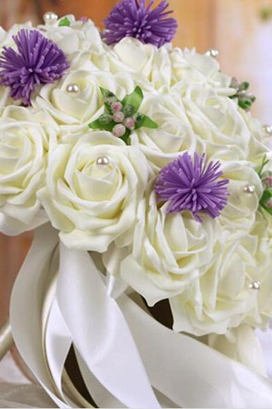 2016 Romantic Ivory Bridal Bridesmaid Flowers Handmade Artificial Rose Wedding/bridesmaid Bouquets Bridal Accessory
