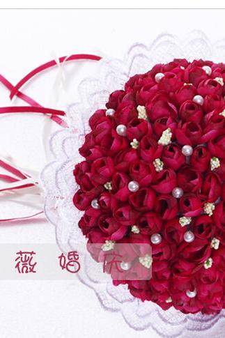 2016 Arrival Flowers Romantic Burgundy/red Wine Bridal Bridesmaid Handmade Artificial Rose Wedding/bridesmaid Bouquets
