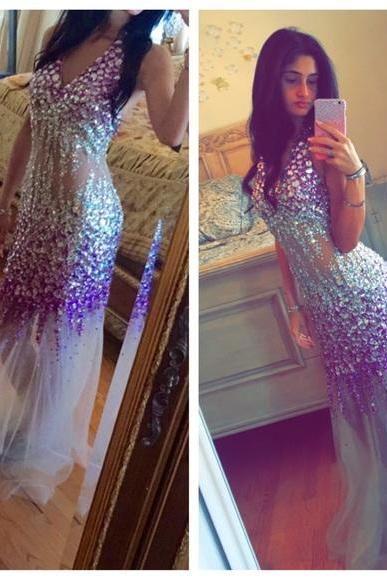 Prom Dresses Sexy Luxury Sparkle Bling Colorful Backless Long Party Dress Gowns Prom Dress Sleeveless Women Formal Dresses