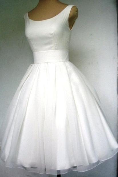 1950S Vintage Ball Gown Wedding Dresses Crew Neck Mini Short Bridal Gowns
