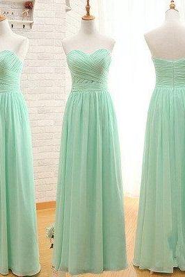 Custom Made Mint Green Chiffon Sweetheart Neckline Evening Dress, Wedding Dresses, Bridesmaid Dresses, Graduation Dresses