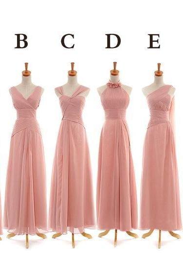 Custom Made Blush Pink Chiffon Evening Dress, Weddings, Bridesmaid Dresses, Graduation Dresses, Occassion Dresses