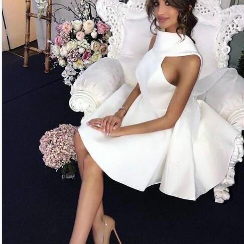Sexy Mini Short Prom Dress White Satin Party Dress Prom Dresses Cocktail Dresses Formal Dress