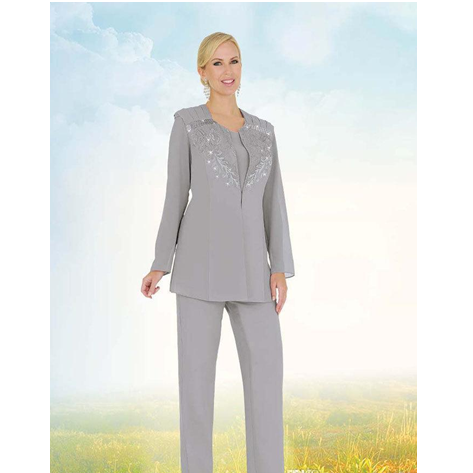 Cheap Two Pieces Mother Of The Bride Pant Suits With Long Sleeve Lace ...