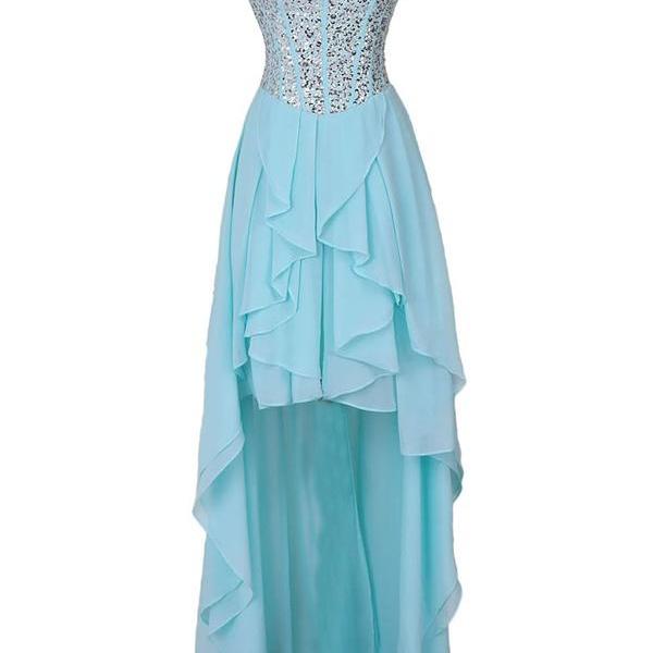 Classic A-line Sweetheart Hi-lo Chiffon Homecoming/Prom Dress With Beads