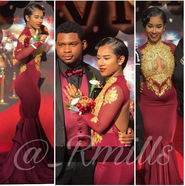 black and burgundy prom dress