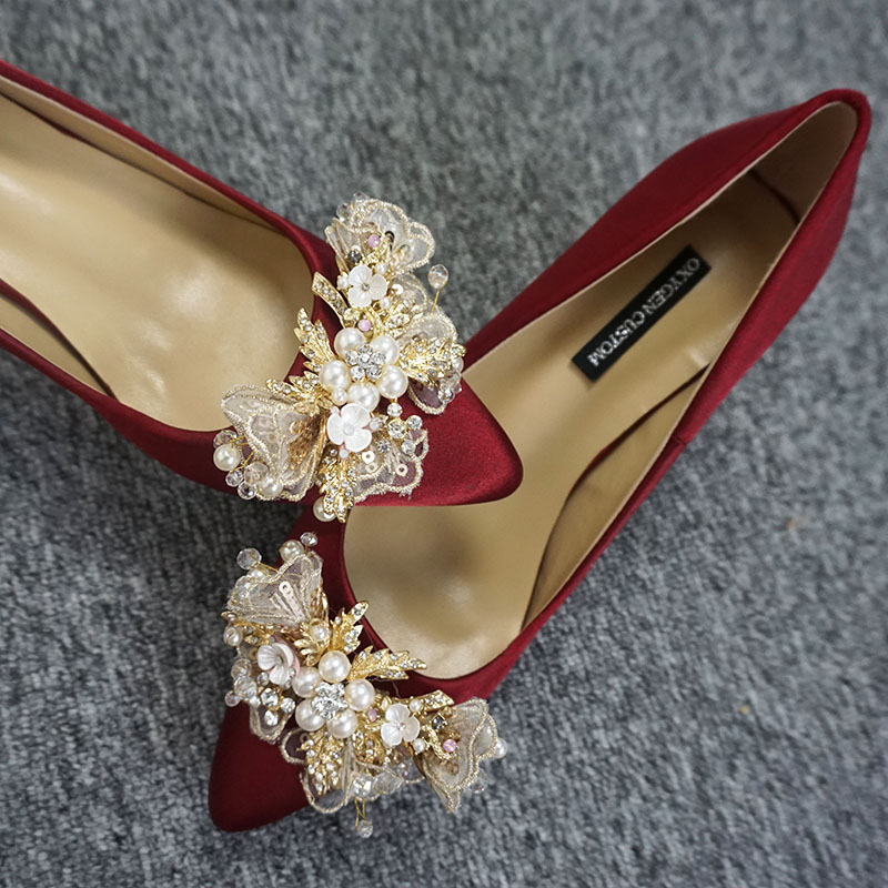 Crystal Embellished Satin Pointed-Toe High Heel Stilettos, Bridal Heels ...