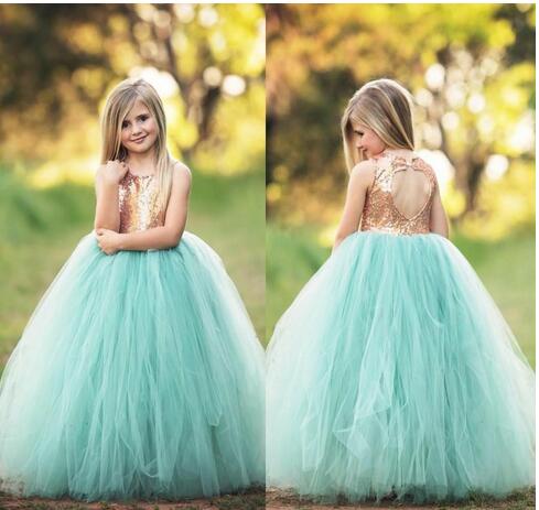 Spring Cheap Flower Girls Dresses For Weddings Jewel Hollow Back